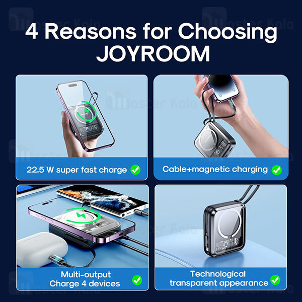 پاوربانک وایرلس 10000 مگ سیف جویروم Joyroom JR-L007 توان 22.5 وات